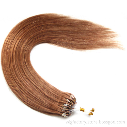Raw unwefted original indian remy human micro loop hair extensions, straight micro ring hair extension